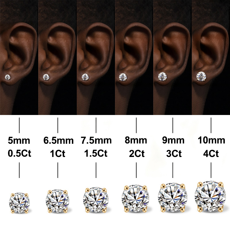 0.5Ct/1Ct/1.5Ct/2Ct/3Ct/4Ct Moissanite Brilliant Round Cut Stud Earrings in S925 Silver