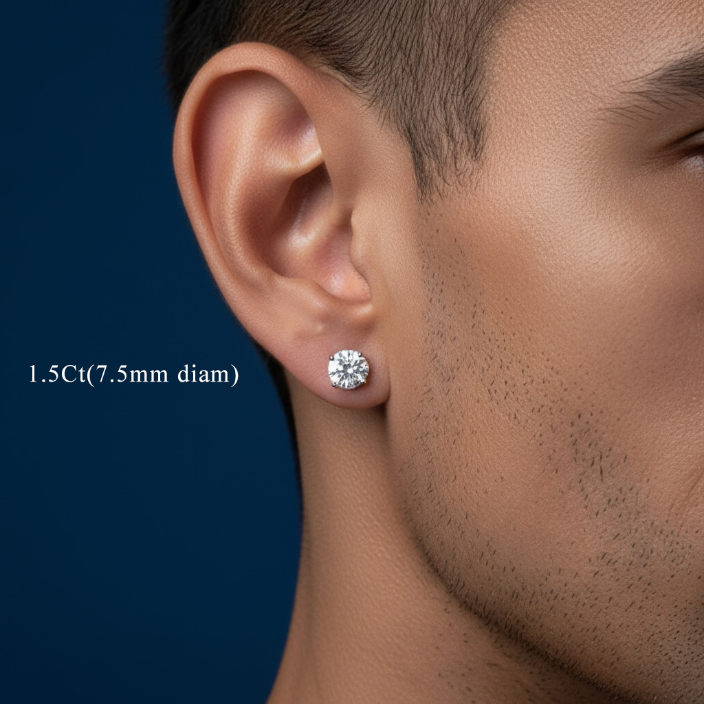 0.5Ct/1Ct/1.5Ct/2Ct/3Ct/4Ct Moissanite Brilliant Round Cut Stud Earrings in S925 Silver