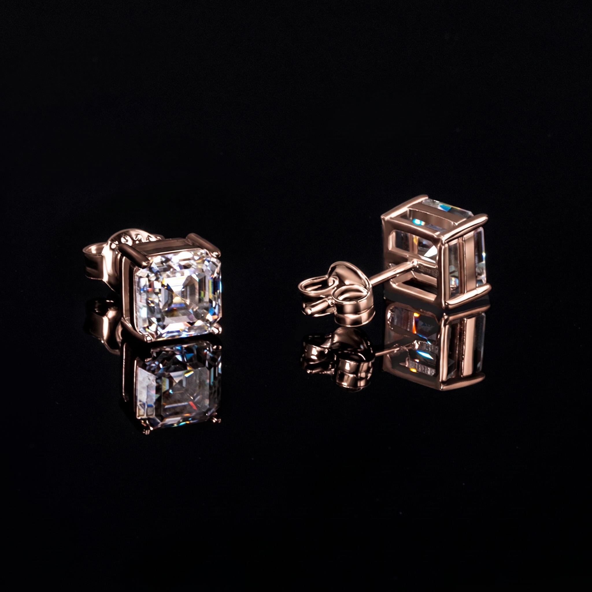 0.5Ct/1Ct/1.5Ct Moissanite Asscher Cut Stud Earrings in S925 Silver