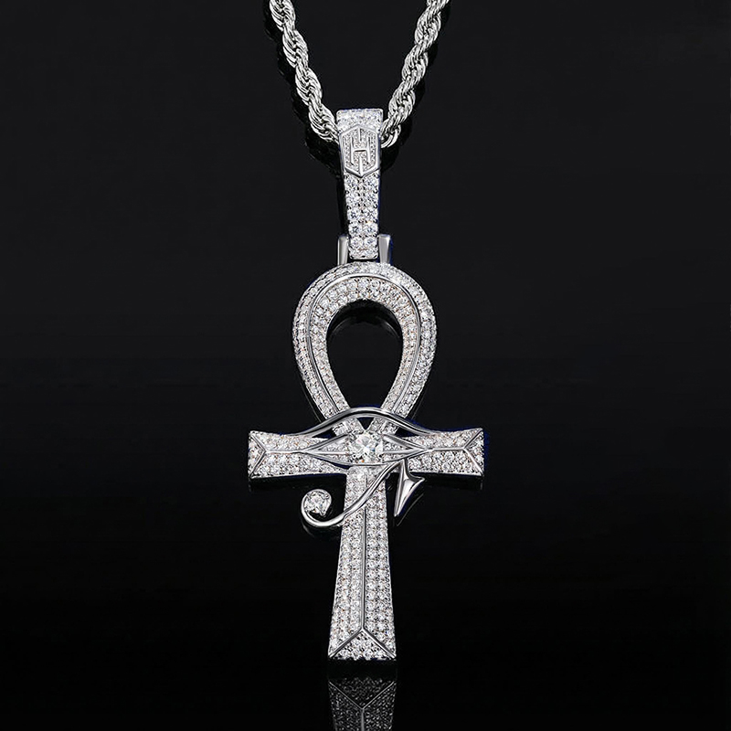 Moissanite Eye of Horus Ankh Pendant in S925 Sterling Silver Moissanite Eye of Horus Ankh Pendant in S925 Sterling Silver