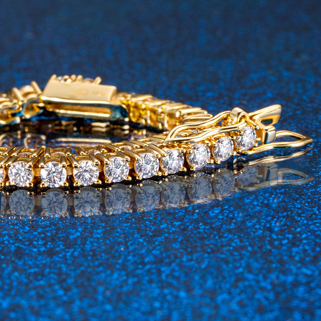  S925 Silver Moissanite 3mm Tennis Bracelet in 18K Gold Plated