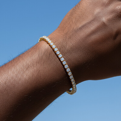  S925 Silver Moissanite 3mm Tennis Bracelet in 18K Gold Plated