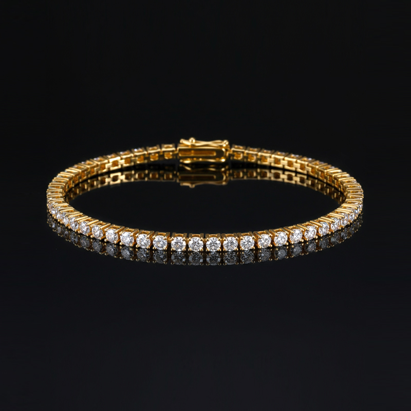  S925 Silver Moissanite 3mm Tennis Bracelet in 18K Gold Plated