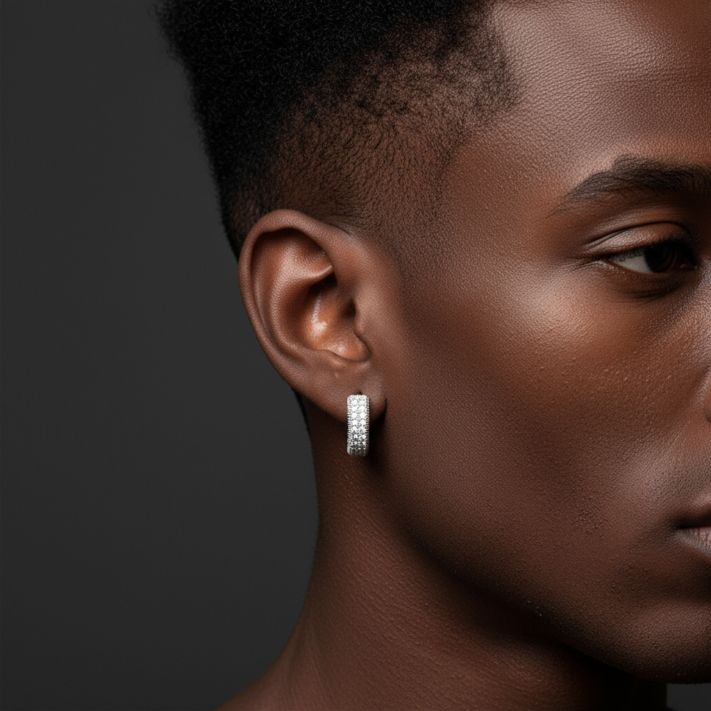 Moissanite Micro Paved Hoop Earrings in S925 Sterling Silver