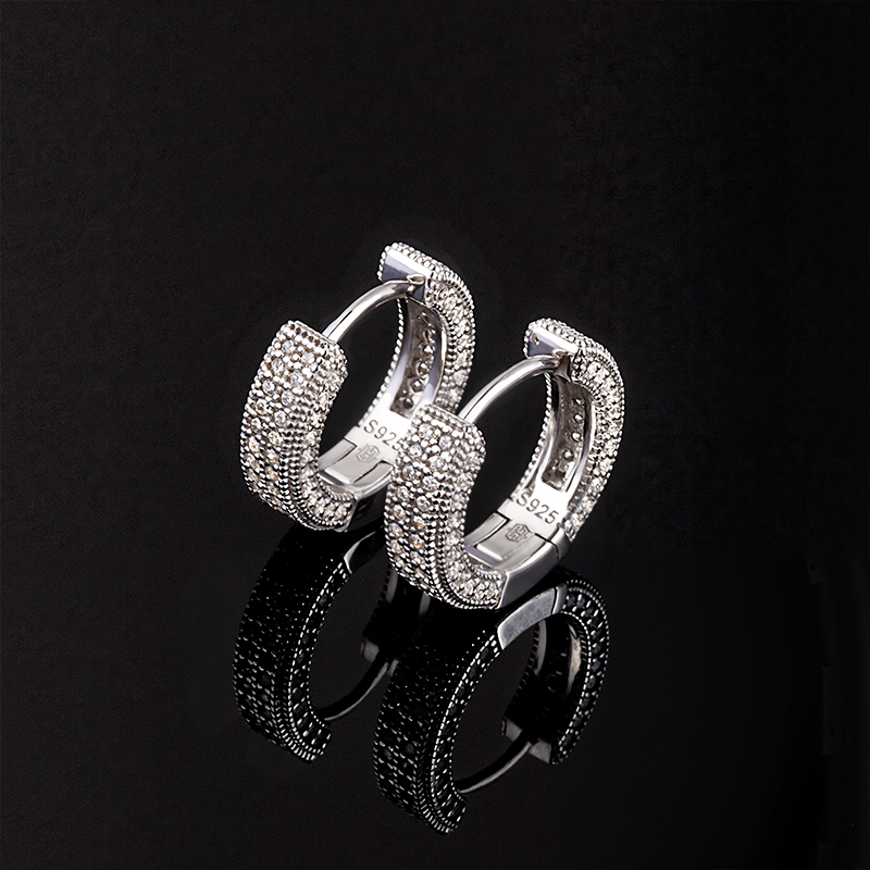 Moissanite Micro Paved Hoop Earrings in S925 Sterling Silver