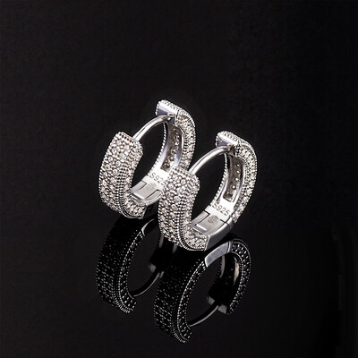 Moissanite Micro Paved Hoop Earrings in S925 Sterling Silver