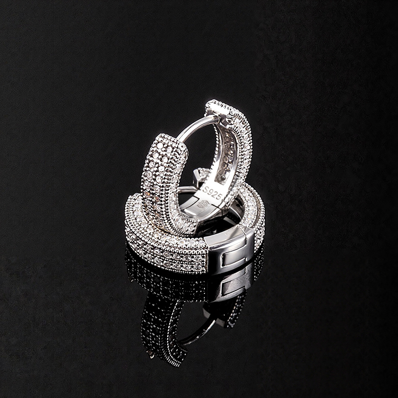 Moissanite Micro Paved Hoop Earrings in S925 Sterling Silver