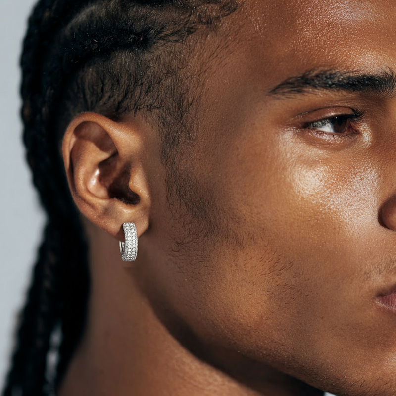 Moissanite Micro Paved Hoop Earrings in S925 Sterling Silver