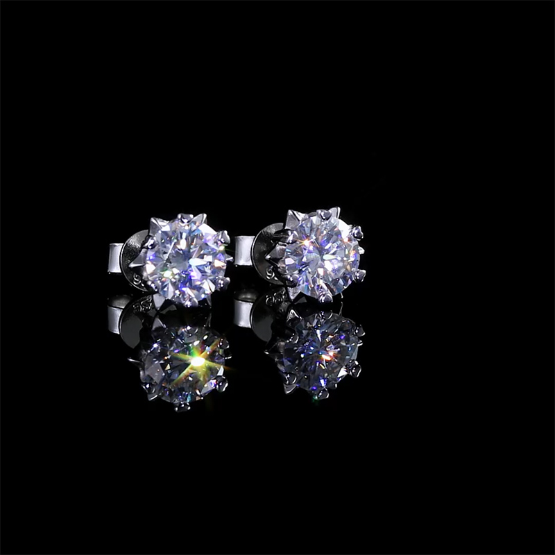 1Ct Moissanite Round Cut Snowflake Earrings in S925 Sterling Silver