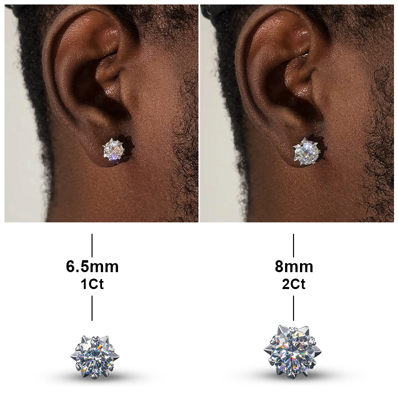 1Ct Moissanite Round Cut Snowflake Earrings in S925 Sterling Silver