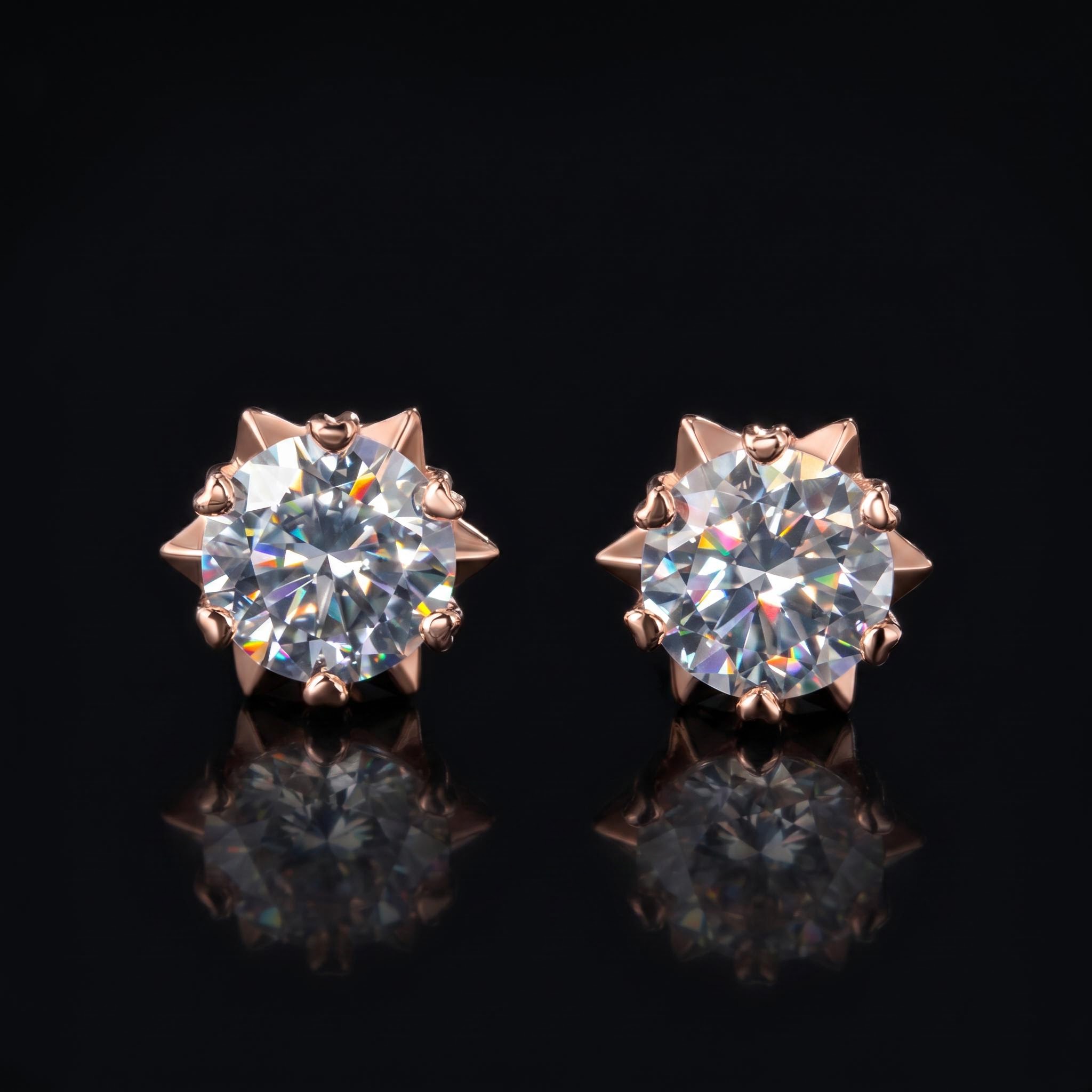1Ct Moissanite Round Cut Snowflake Earrings in S925 Sterling Silver