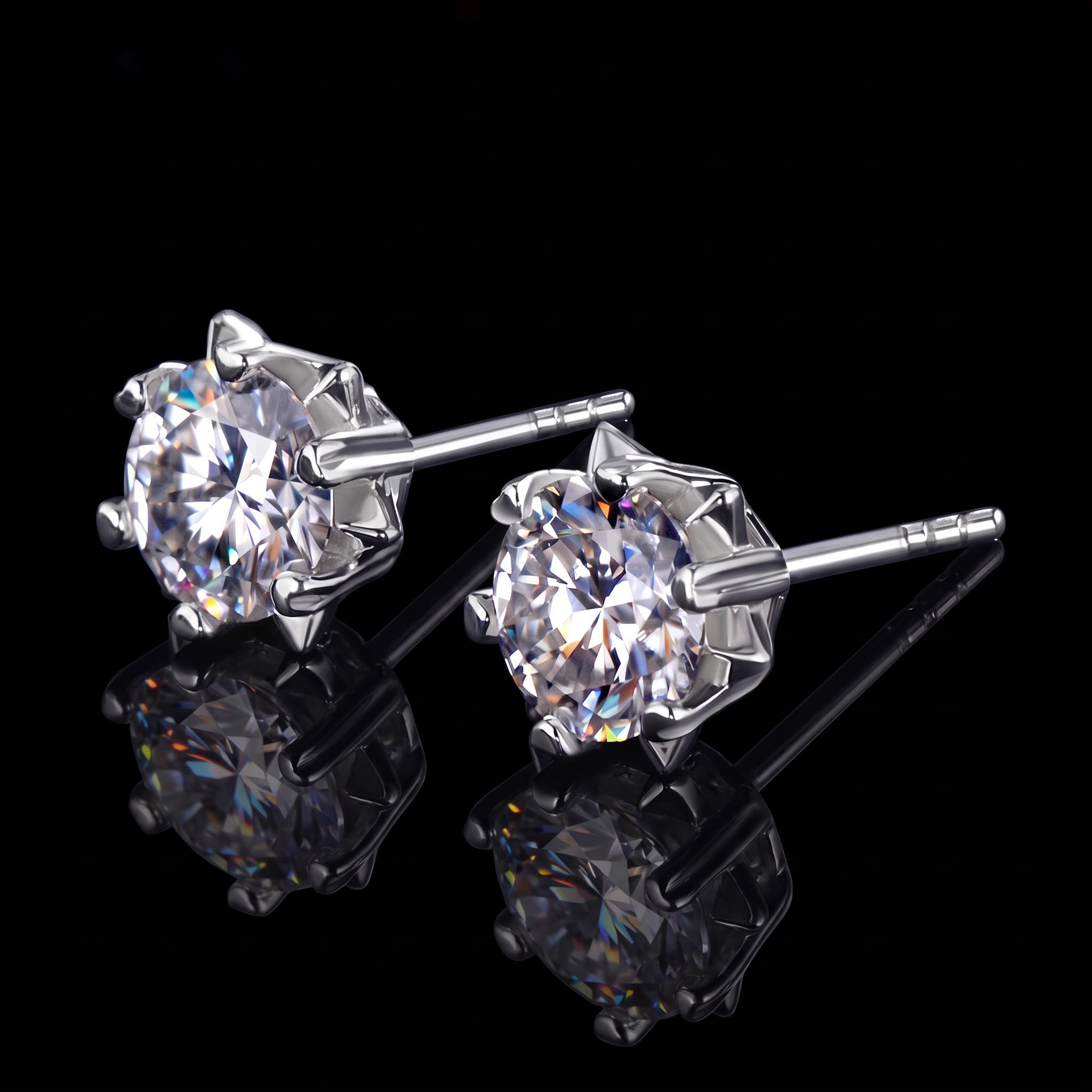 1Ct Moissanite Round Cut Snowflake Earrings in S925 Sterling Silver 1Ct Moissanite Round Cut Snowflake Earrings in S925 Sterling Silver