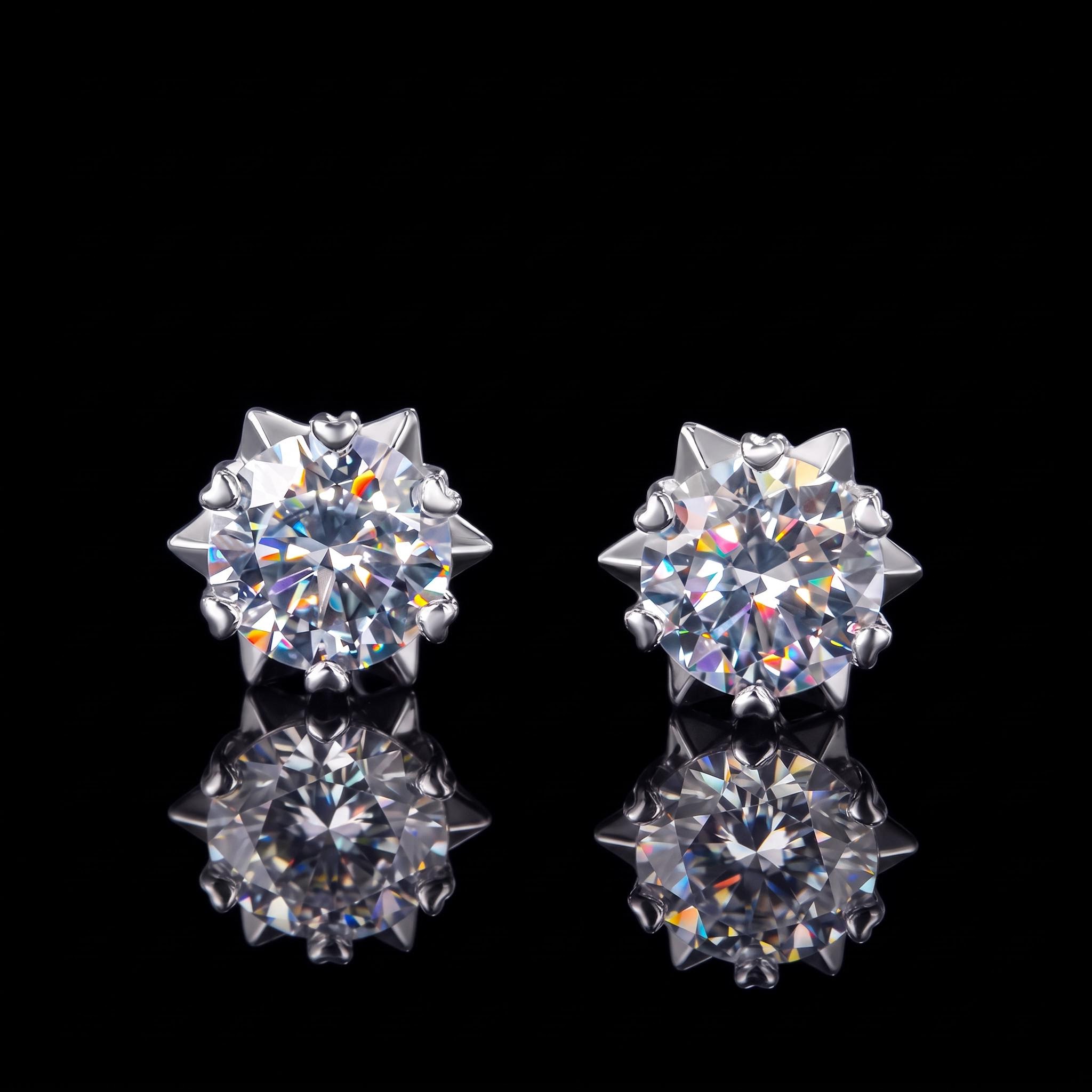 1Ct Moissanite Round Cut Snowflake Earrings in S925 Sterling Silver 1Ct Moissanite Round Cut Snowflake Earrings in S925 Sterling Silver