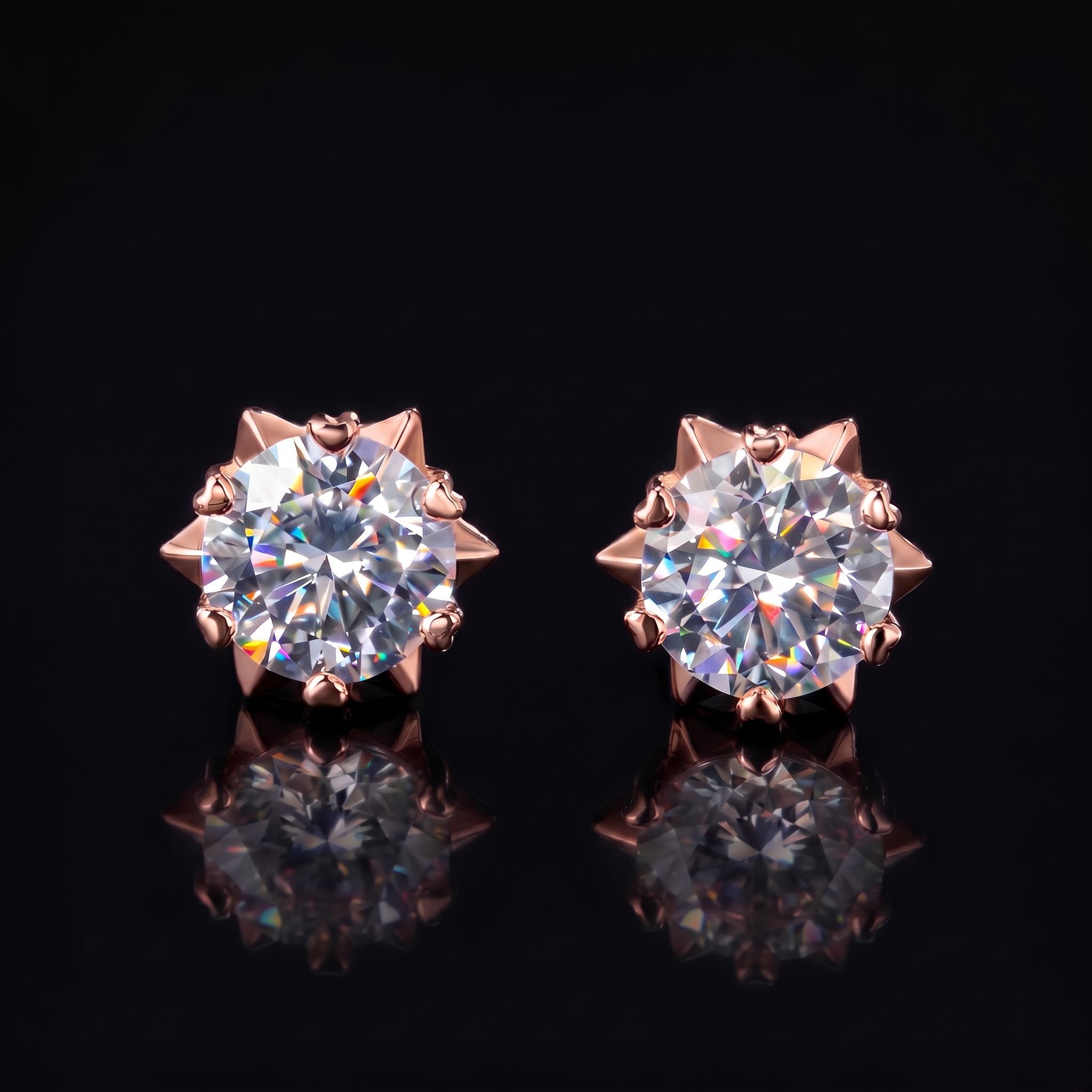 1Ct Moissanite Round Cut Snowflake Earrings in S925 Sterling Silver 1Ct Moissanite Round Cut Snowflake Earrings in S925 Sterling Silver