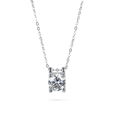 Round Cut Moissanite Solitaire Pendant Necklace in S925 Sterling Silver