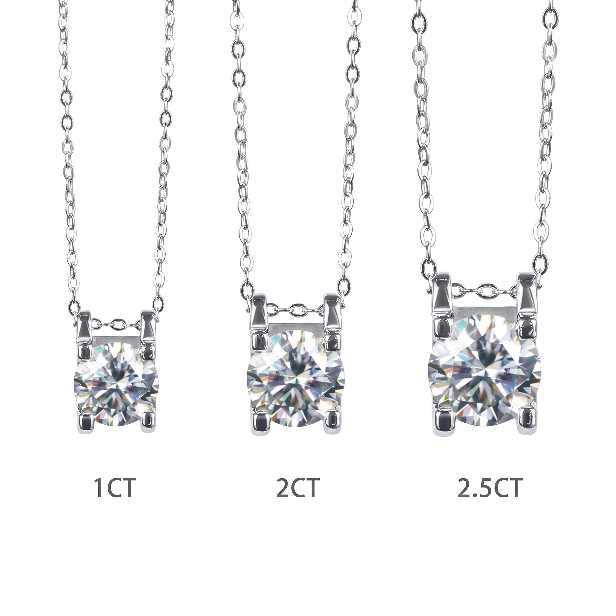 Round Cut Moissanite Solitaire Pendant Necklace in S925 Sterling Silver