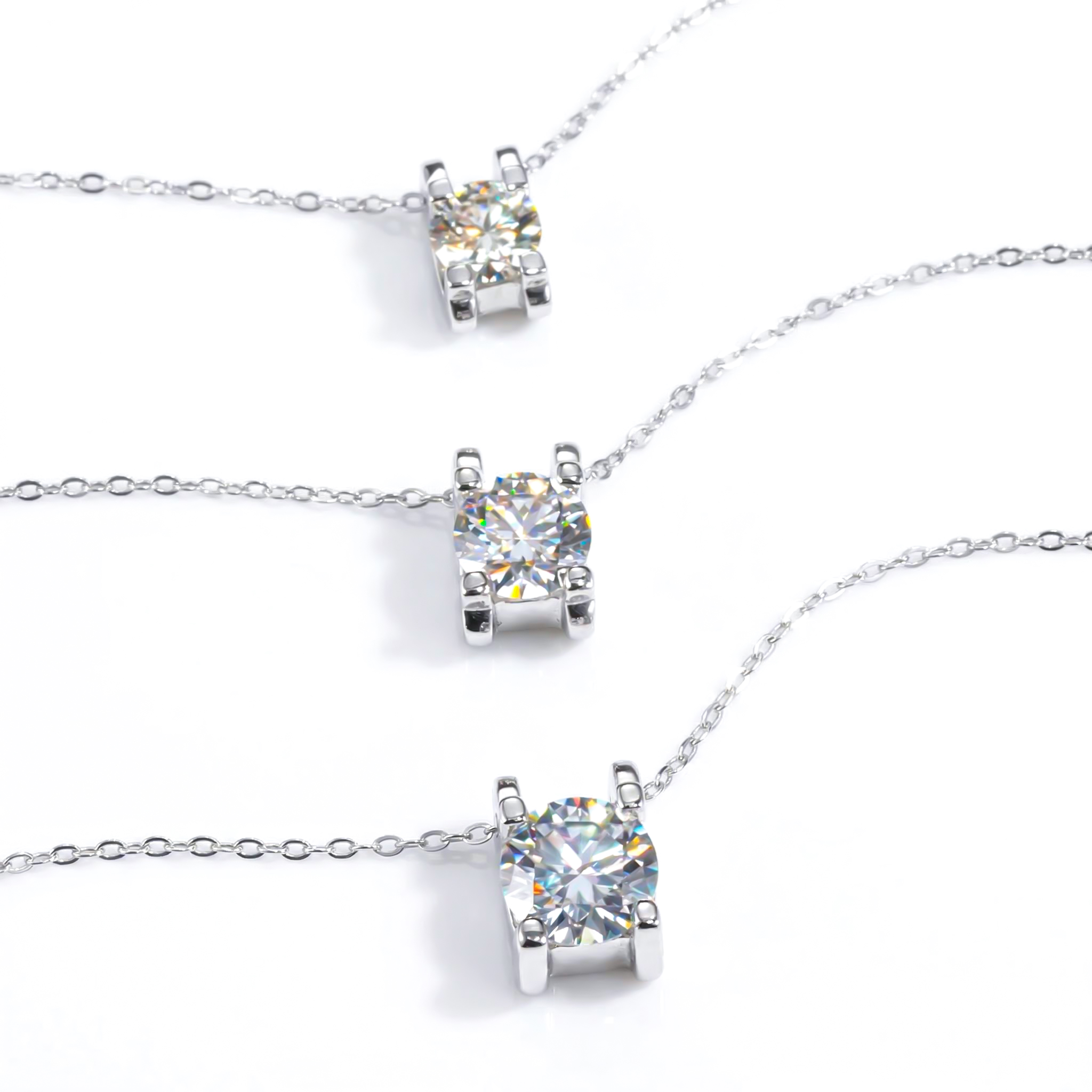 Round Cut Moissanite Solitaire Pendant Necklace in S925 Sterling Silver