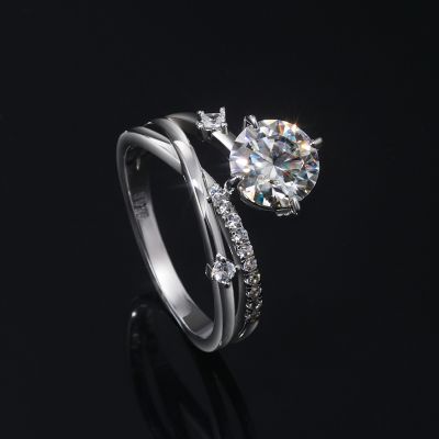  2Ct Round Cut Thorns Moissanite Engagement Ring in S925 Sterling Silver