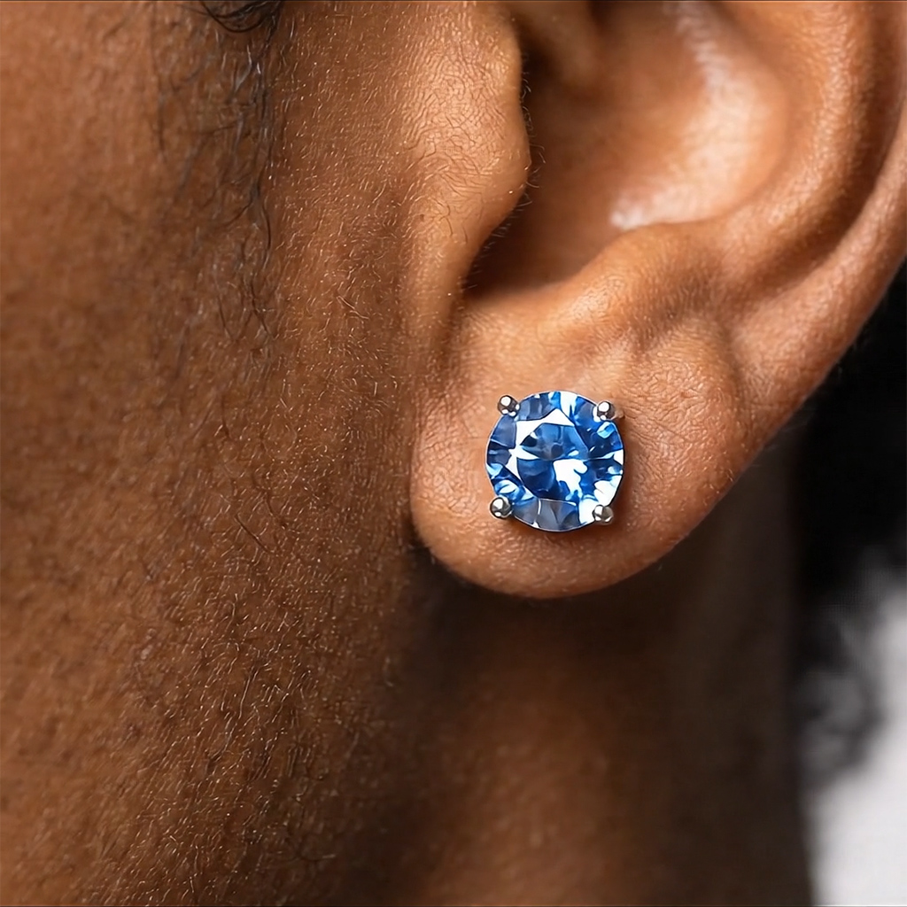 1Ct Sapphire Moissanite Round Stud Earrings in S925 Silver