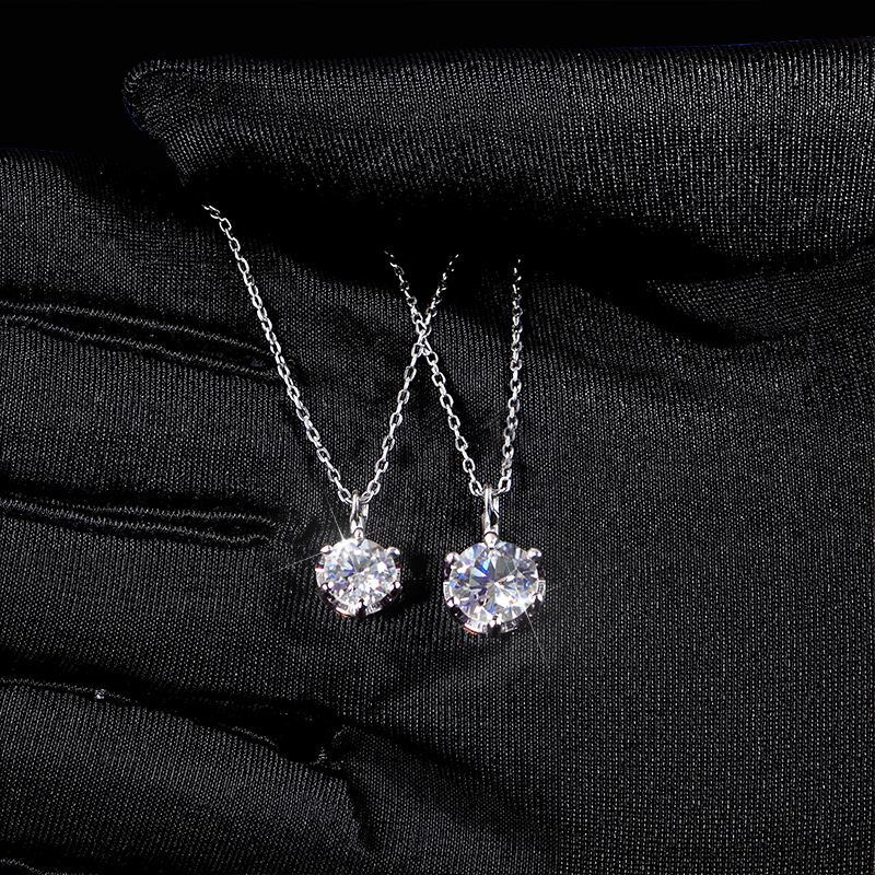 Crown Moissanite Brilliant Round Cut Necklace in S925 Silver