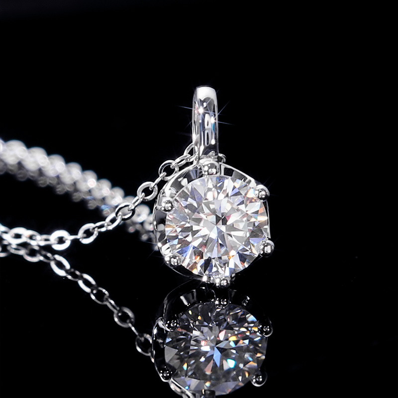 Crown Moissanite Brilliant Round Cut Necklace in S925 Silver