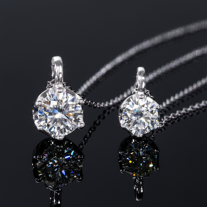 Crown Moissanite Brilliant Round Cut Necklace in S925 Silver