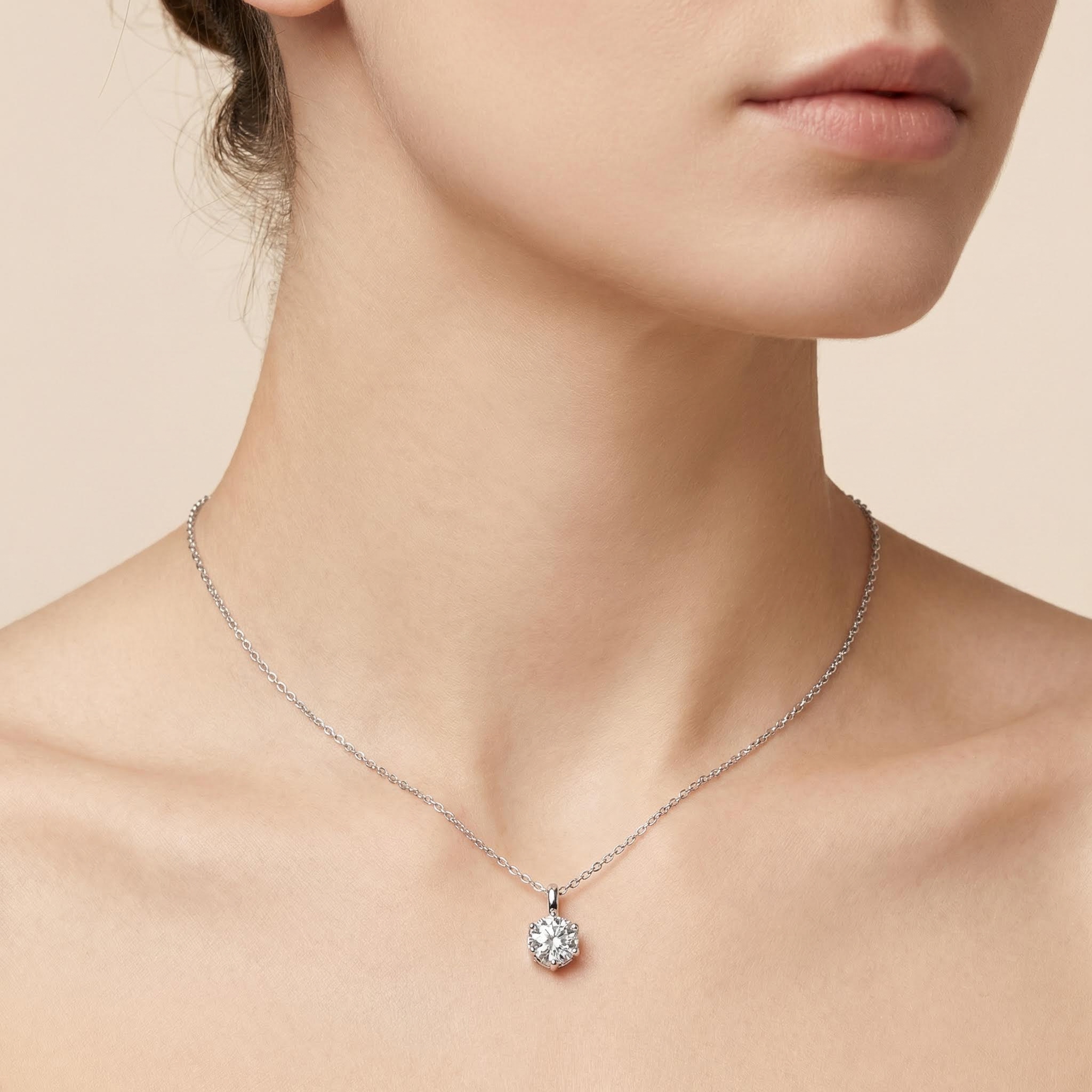 Crown Moissanite Brilliant Round Cut Necklace in S925 Silver Crown Moissanite Brilliant Round Cut Necklace in S925 Silver