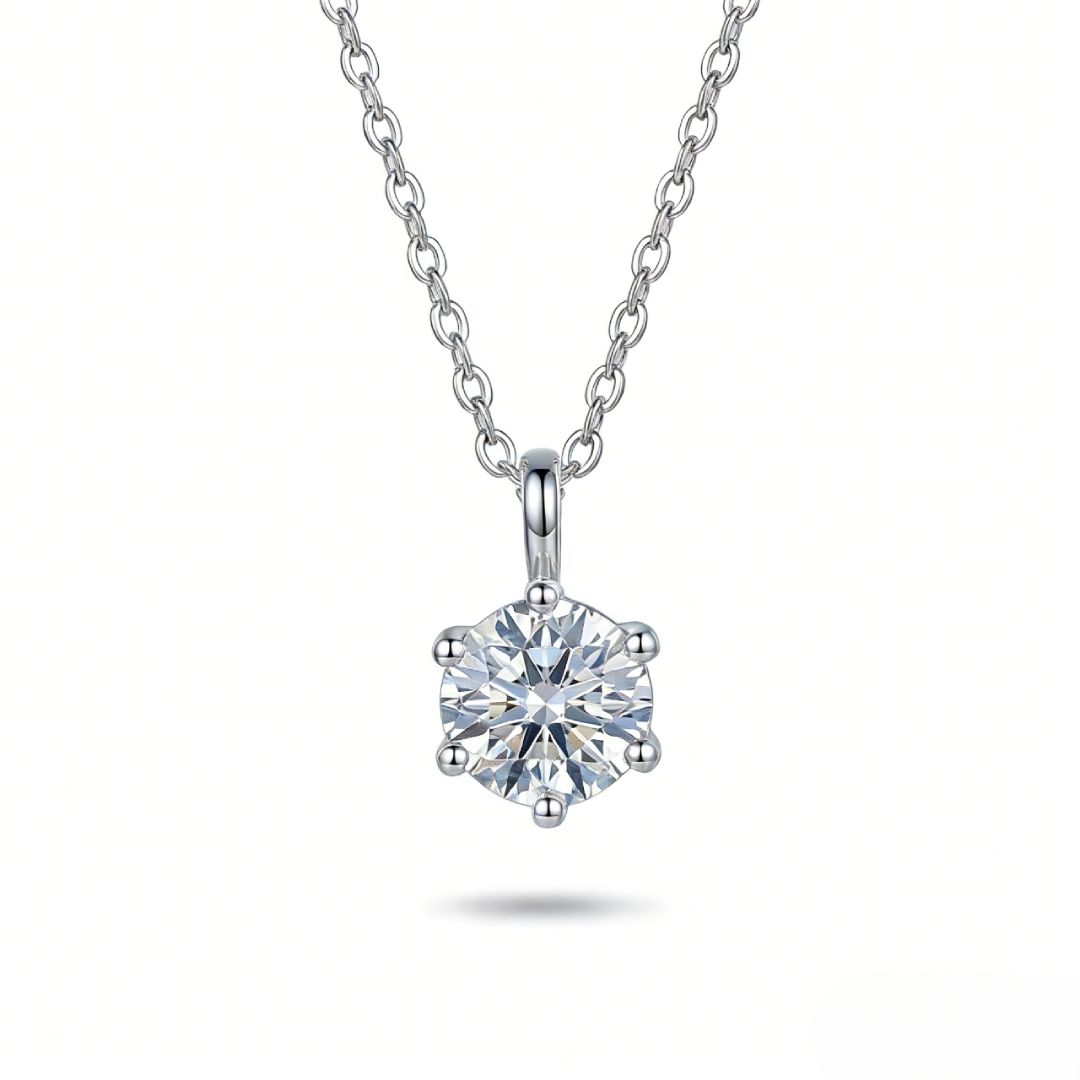 Crown Moissanite Brilliant Round Cut Necklace in S925 Silver Crown Moissanite Brilliant Round Cut Necklace in S925 Silver