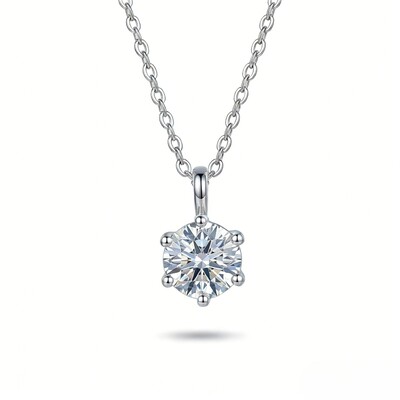 Crown Moissanite Brilliant Round Cut Necklace in S925 Silver