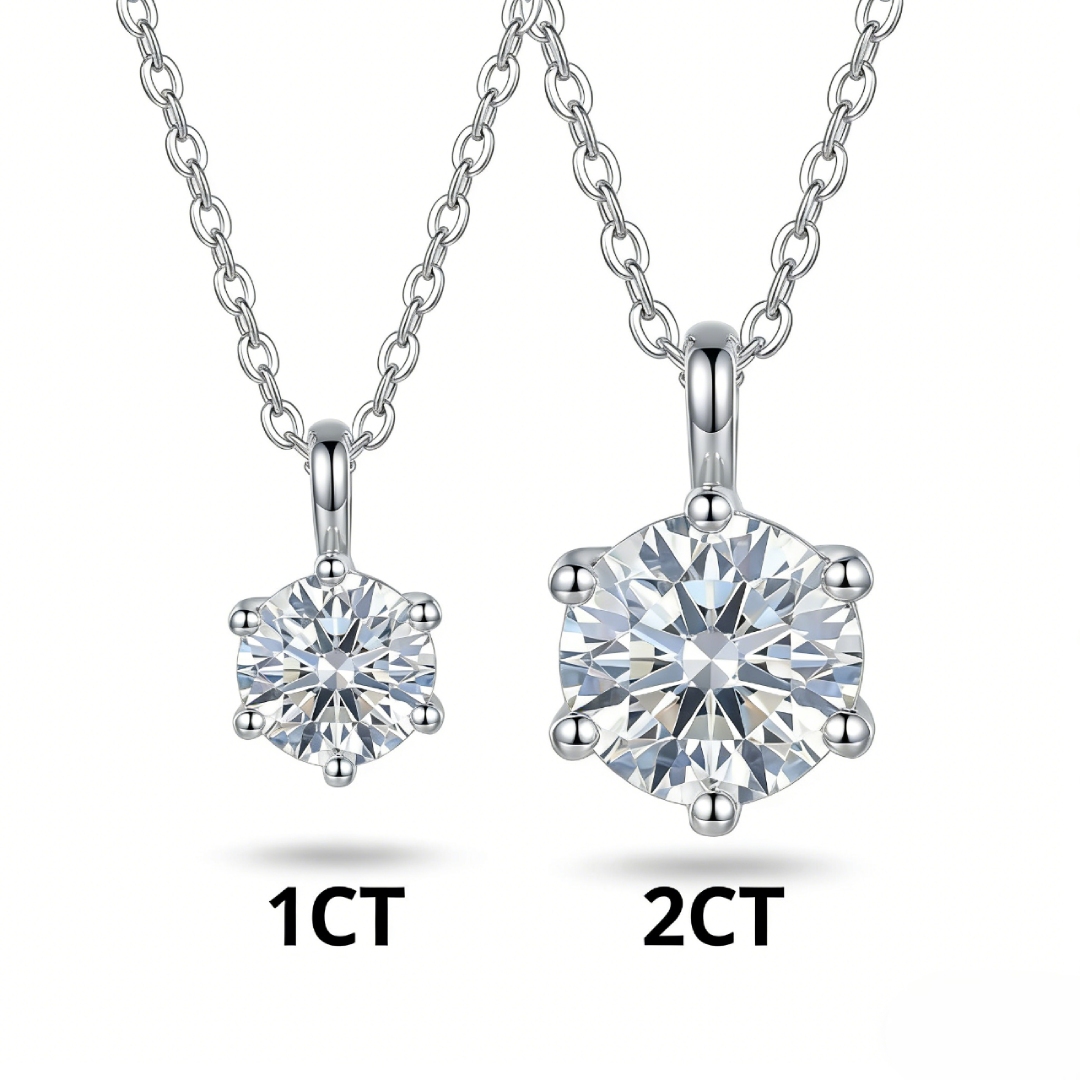 Crown Moissanite Brilliant Round Cut Necklace in S925 Silver Crown Moissanite Brilliant Round Cut Necklace in S925 Silver