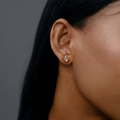 1Ct Crown Moissanite Brilliant Round Cut Stud Earrings in S925 Silver-Pink/Blue/Yellow/Multicolor