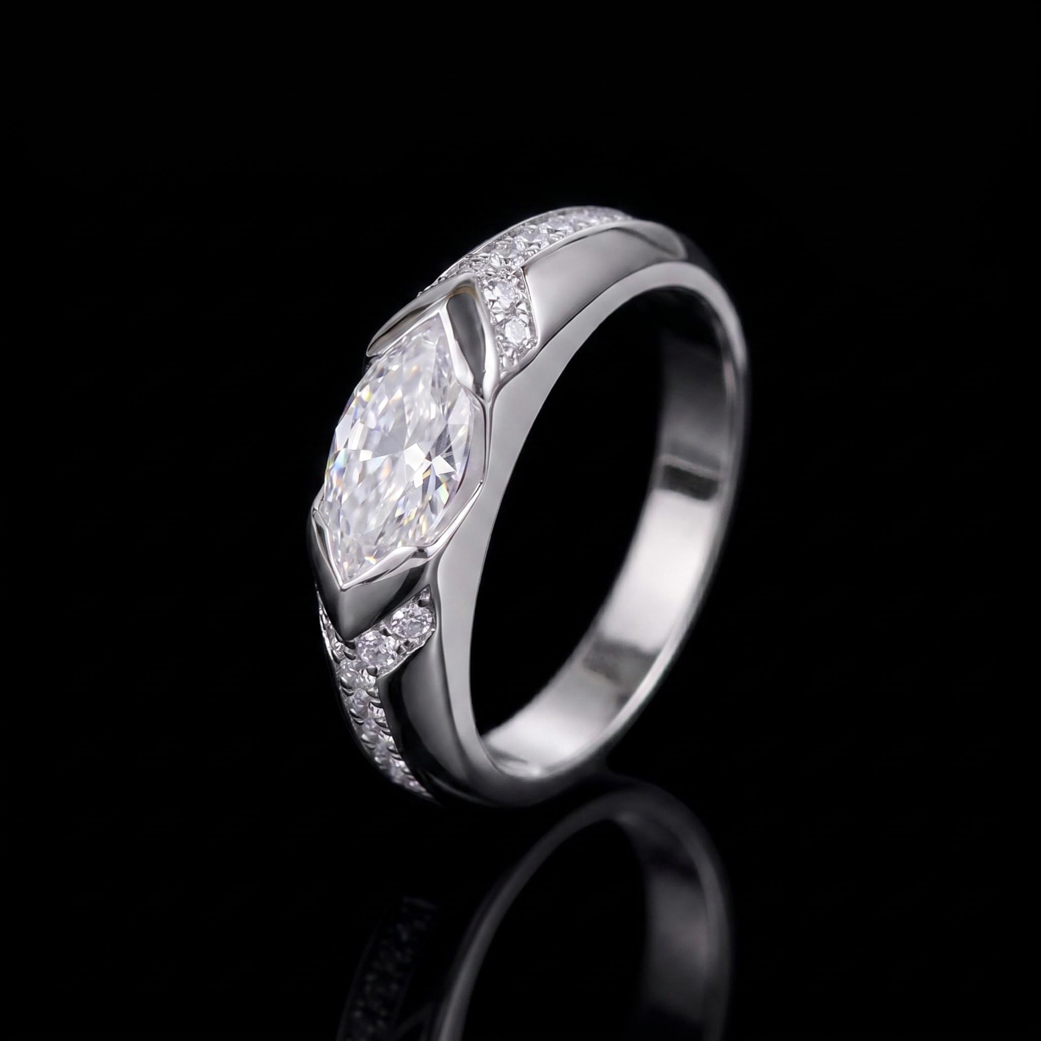 1CT Marquise Cut Aqua/White Moissanite Ring in S925 Sterling Silver 1CT Marquise Cut Aqua/White Moissanite Ring in S925 Sterling Silver
