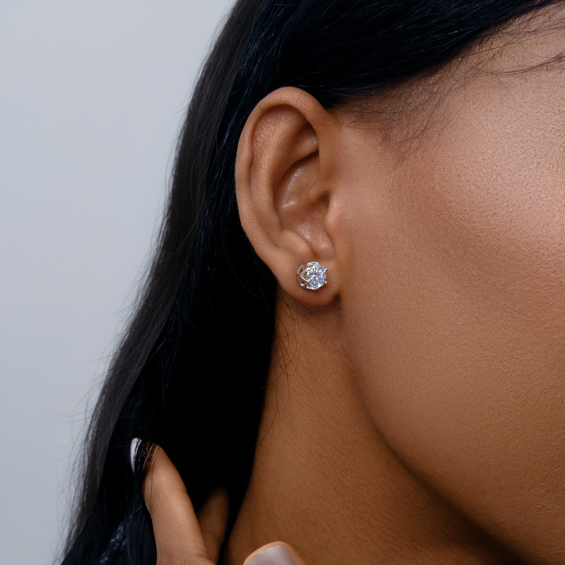 1Ct Crown Moissanite Brilliant Round Cut Stud Earrings in S925 Silver-White/Black 1Ct Crown Moissanite Brilliant Round Cut Stud Earrings in S925 Silver-White/Black
