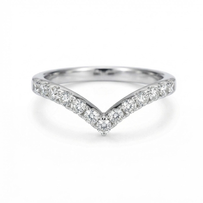 2mm V-shaped Round Cut Moissanite Cluster Eternity Ring in S925 Silver