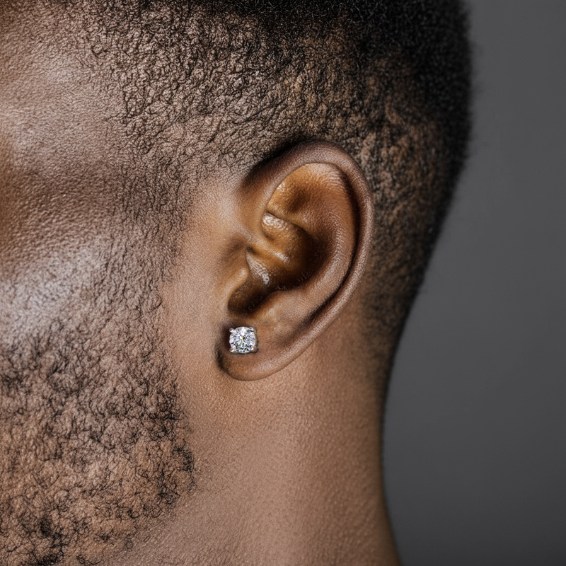 0.5Ct/1Ct Moissanite Round Cut Magnetic Non-Piercing Earrings in S925 Sterling Silver