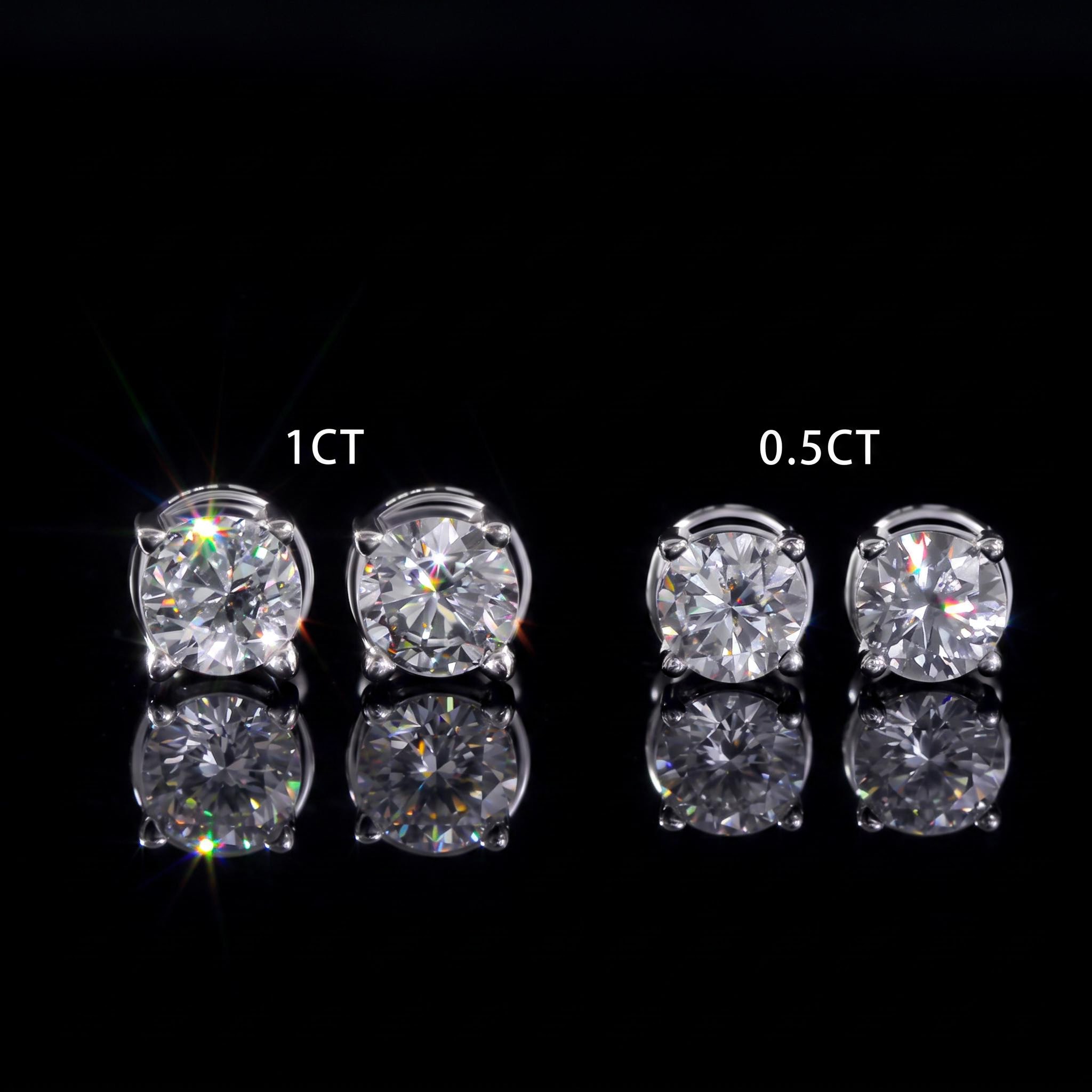 0.5Ct/1Ct Moissanite Round Cut Magnetic Non-Piercing Earrings in S925 Sterling Silver