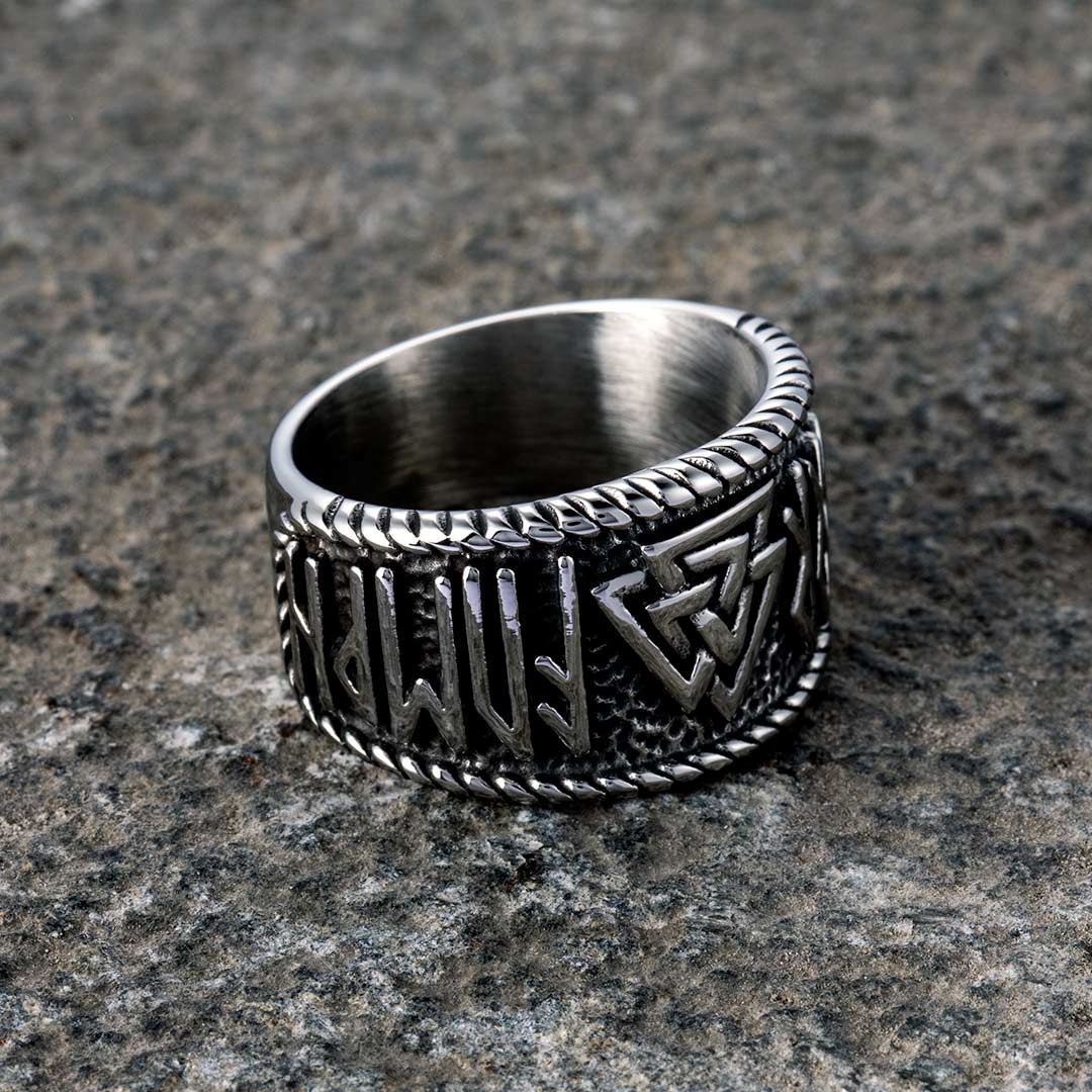 Odin Runes Valknut 316L Stainless Steel Viking Ring