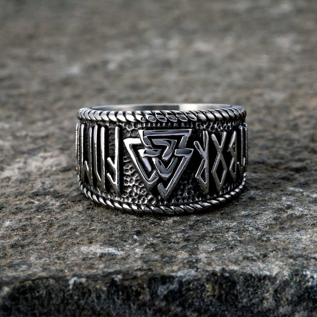 Odin Runes Valknut 316L Stainless Steel Viking Ring