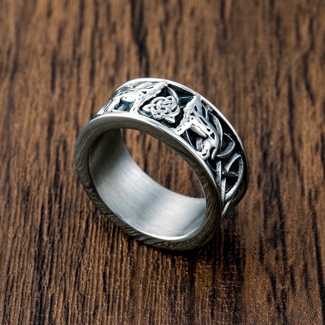Fenris-wolf Stainless Steel Viking Ring