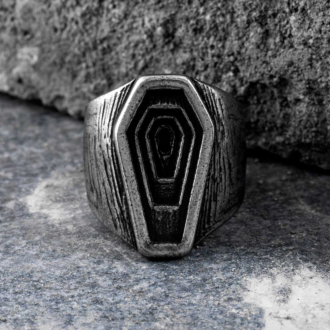 Antique Layers Coffin Stainless Steel Ring