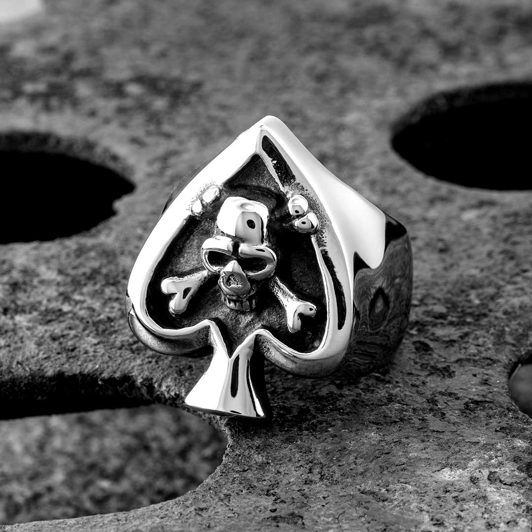  Spades Stainless Steel Skull Ring
