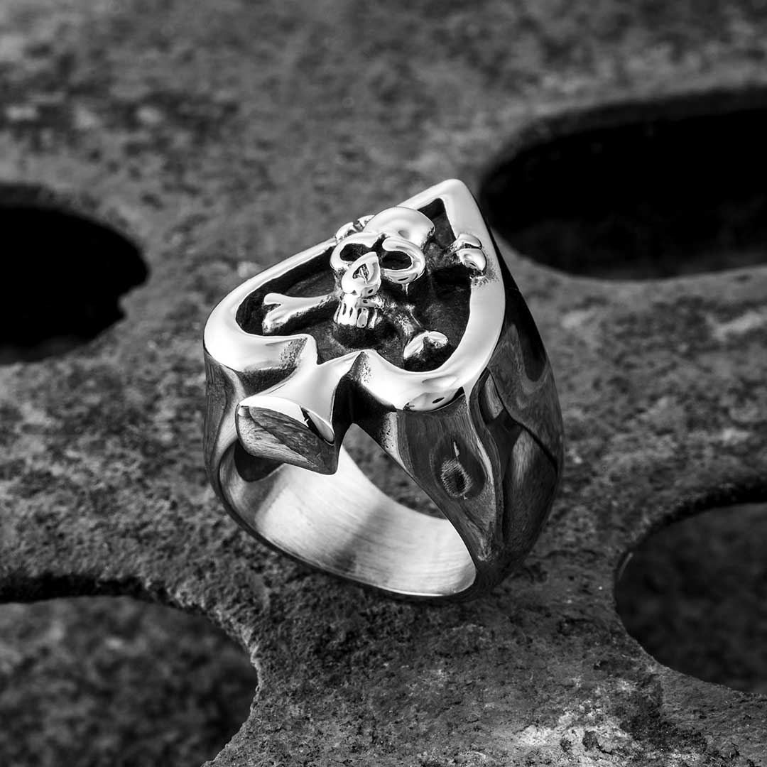  Spades Stainless Steel Skull Ring