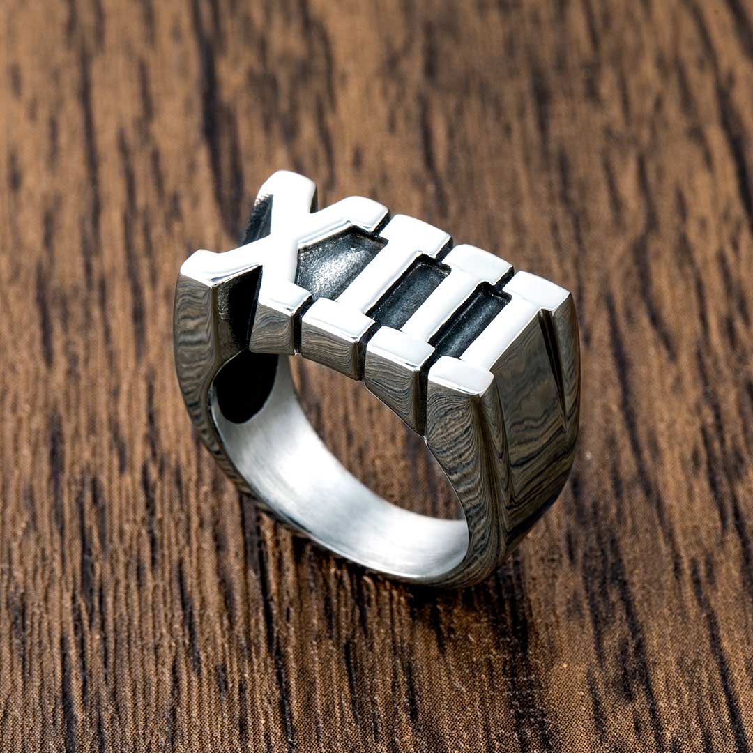 Roman Number 13 Stainless Steel Ring