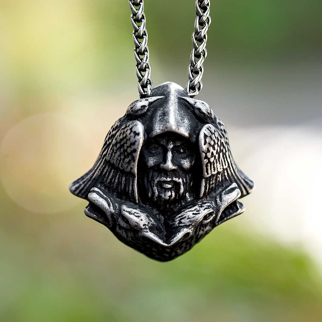 Odin Wolf Stainless Steel Viking Pendant