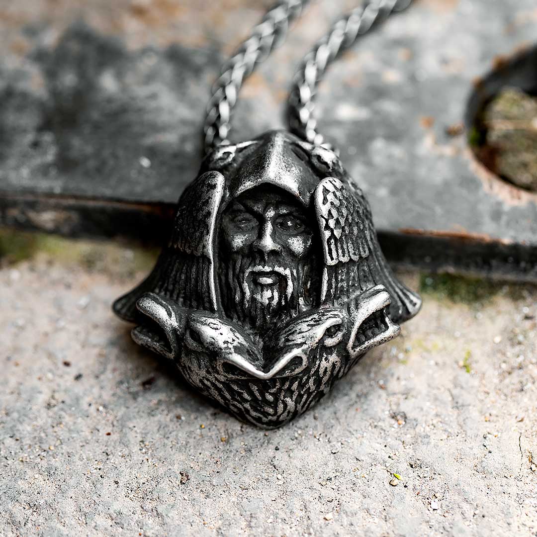 Odin Wolf Stainless Steel Viking Pendant