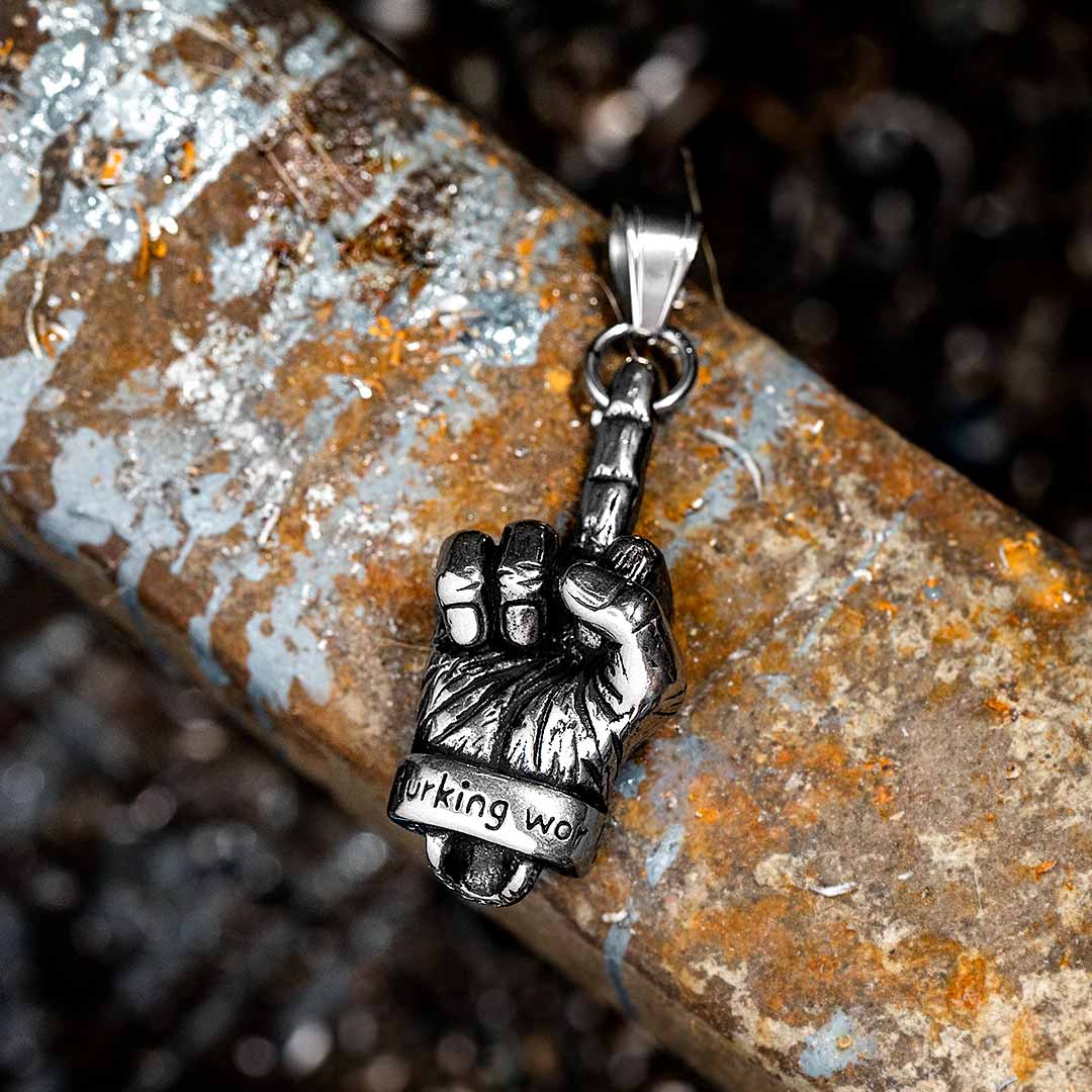 Middle Finger Gesture Hand Stainless Steel Pendant