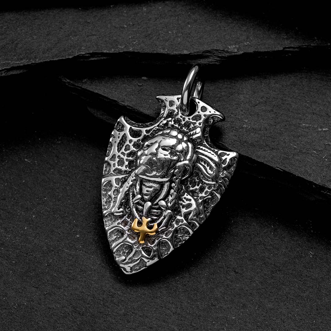 Native American and Eagle Stainless Steel Pendant