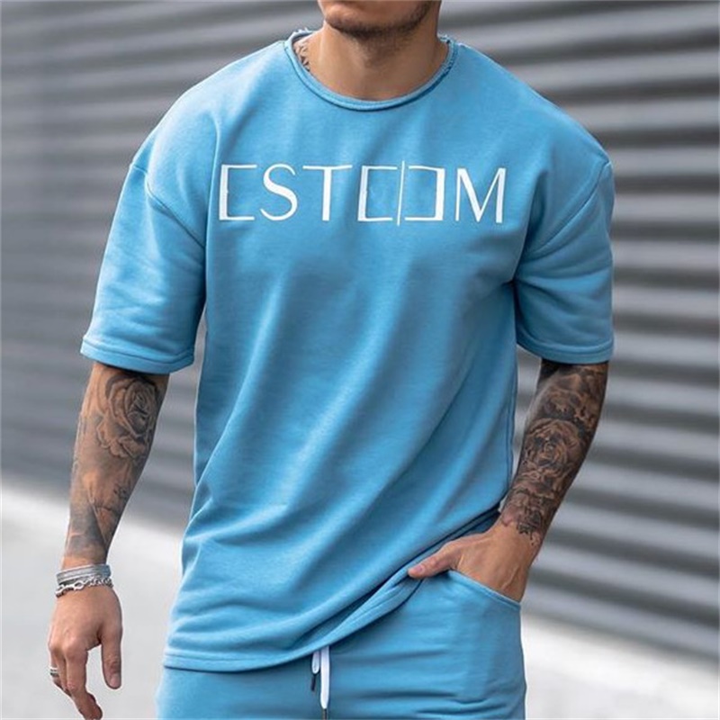 Blue Short Sleeved T-shirt Trousers Sports Sets