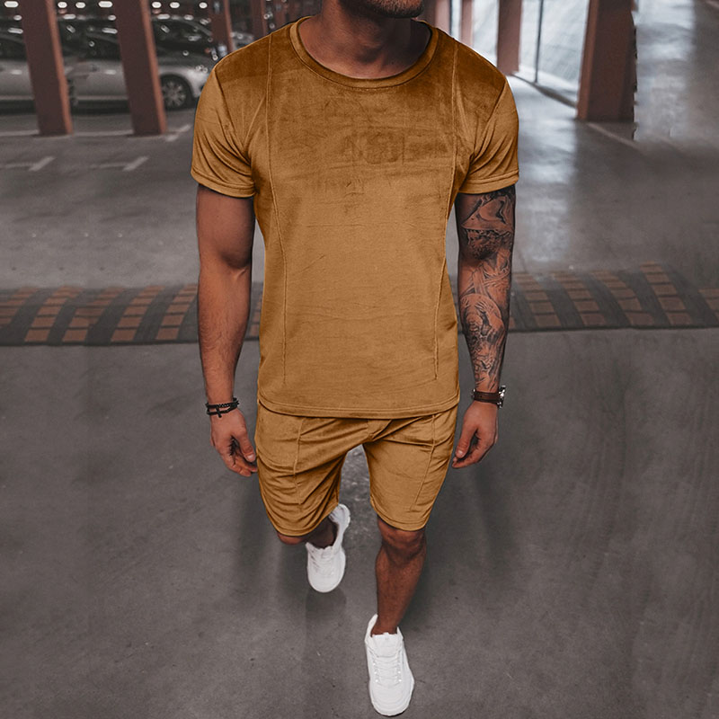 Casual Men's Short-sleeved T-shirt + Sports Shorts Two-piece Set