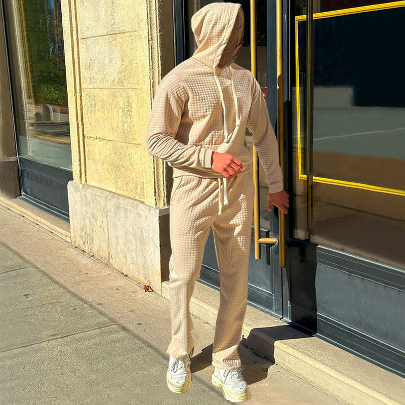 Checkered Hooded Sweatshirt And Pants Suit